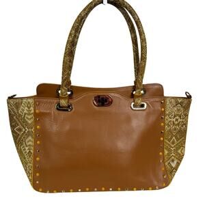 Vittoria Napoli Leather Studded Large Boho‎ Tote Bag